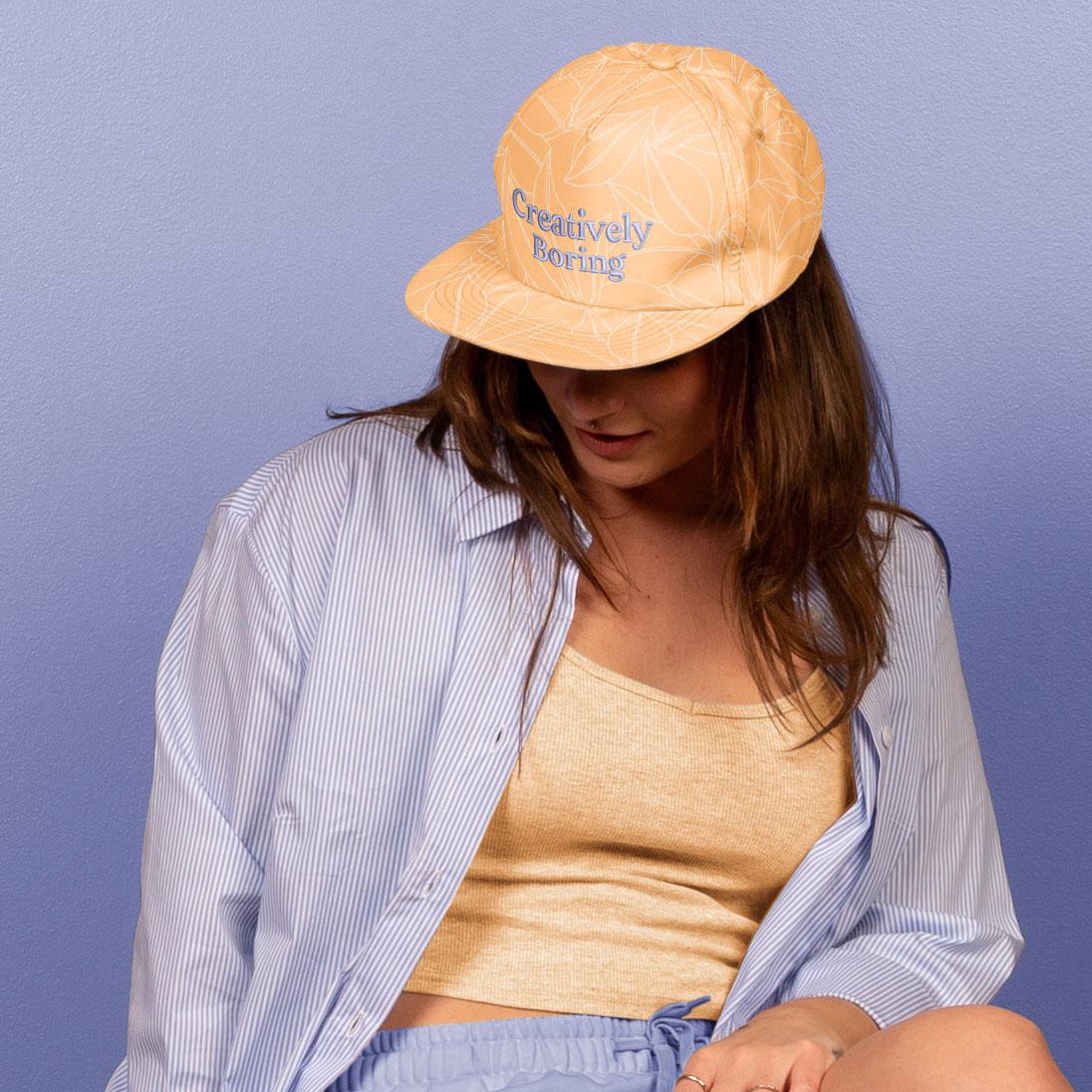 4 Panel Flat Brim Cap in Denim